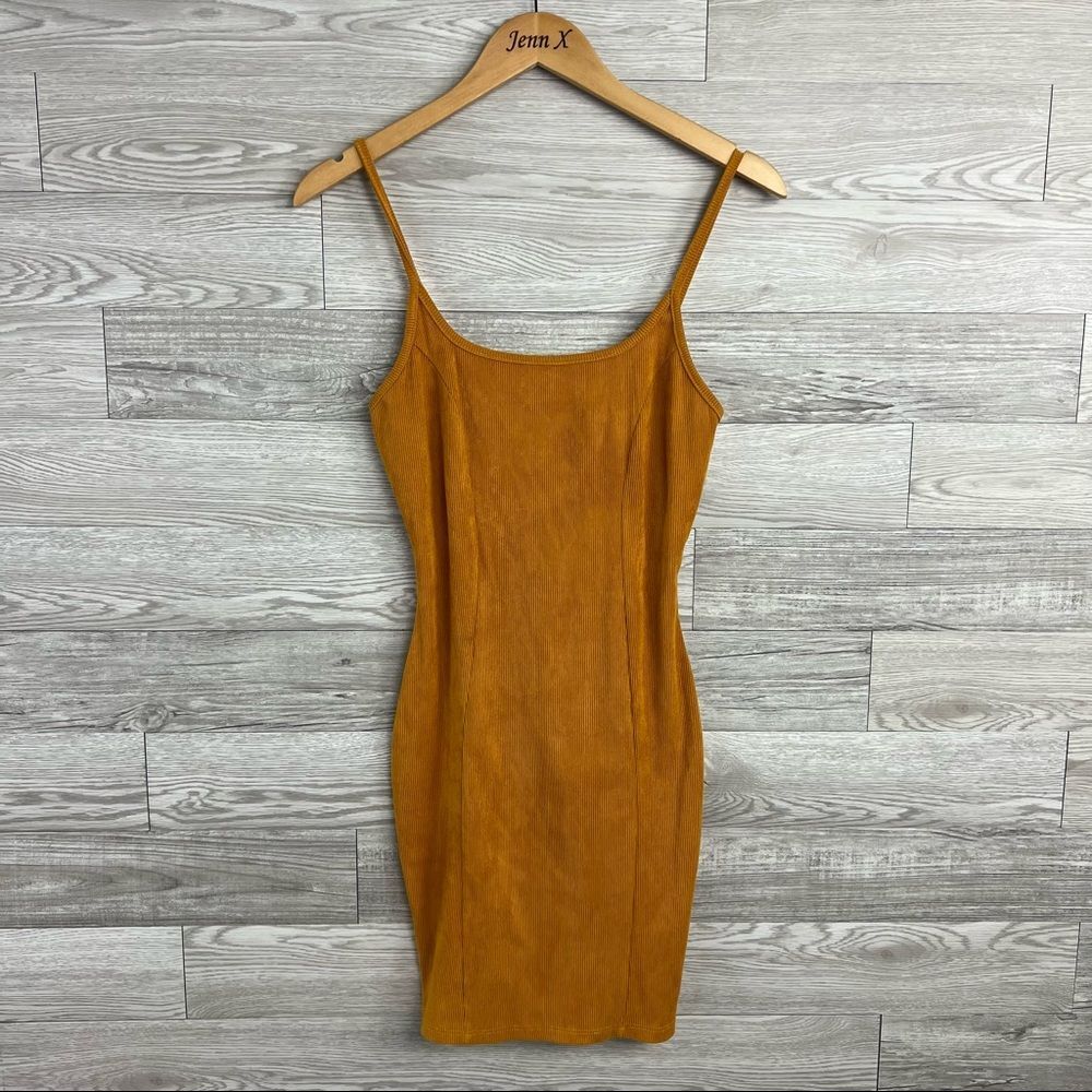 Hottie Mustard Yellow Back Zip Tank Fitted Mini Dress size Medium